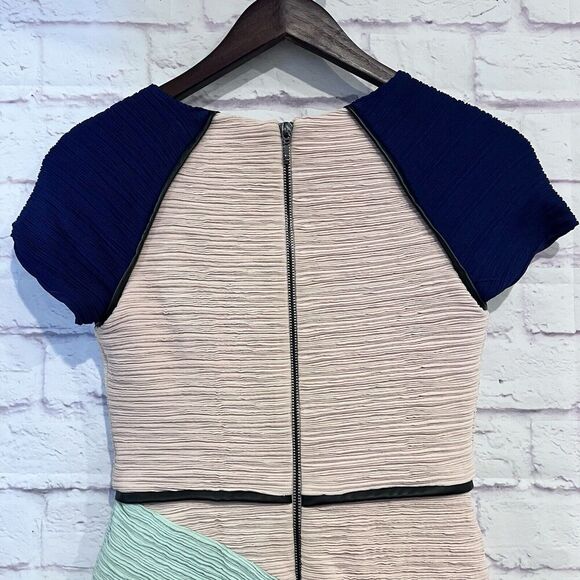 Anthropologie Maeve Danita Color Block Crepe Sheath Dress Size 0 Short Sleeve - Picture 7 of 12